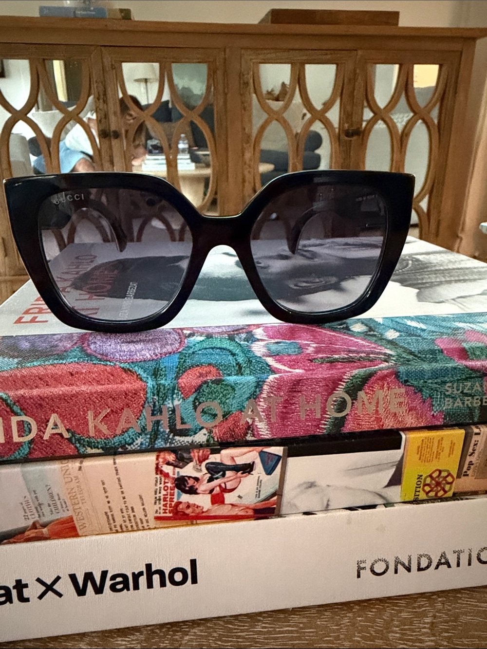 Gucci Black Oversized Cat-Eye Women's Sunglasses